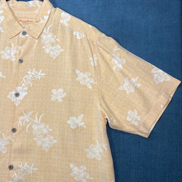 Tommy Bahama Mens XL Original Fit Orange Floral 100% Silk Button up Shirt Summer - Picture 11 of 13